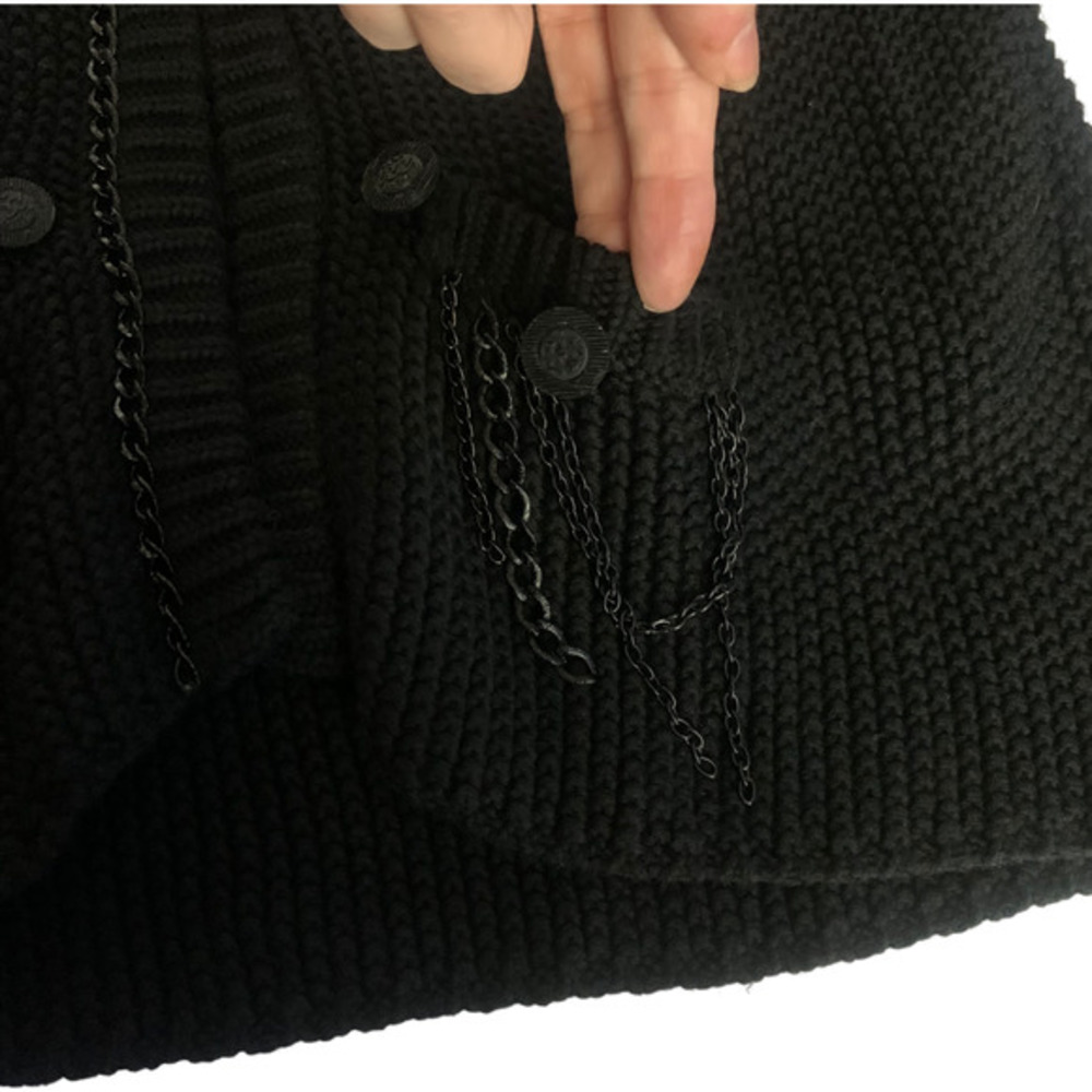 YOANA BARASCHI‎ Black Knit Chain Cardigan Sweater - NWT - Picture 6 of 16